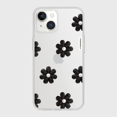 black marguerite flower pattern [클리어 폰케이스]