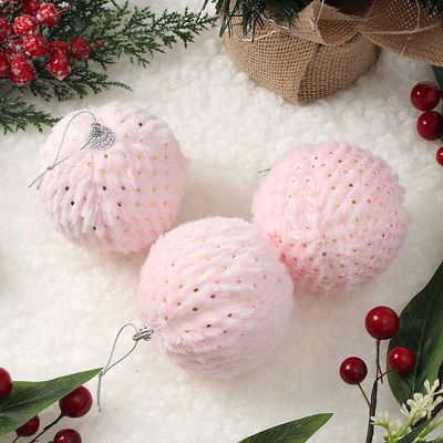 핑크 블라썸 패브릭 장식볼 3p(8cm) (도트폼폼이)