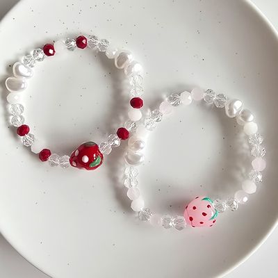 여성 악세 사리 데일리 딸기조하 비즈팔찌