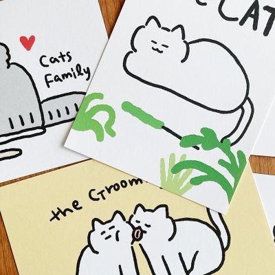 귀여운 고양이 엽서 4종
