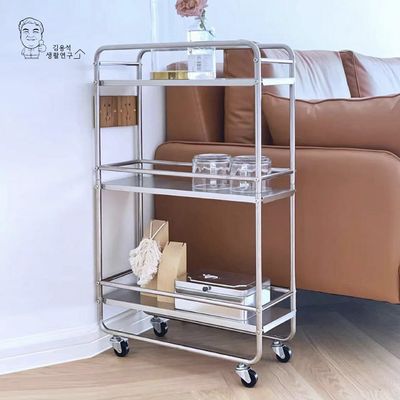 스텐 이동식 슬림 트롤리 틈새 수납 다용도 정리 선반