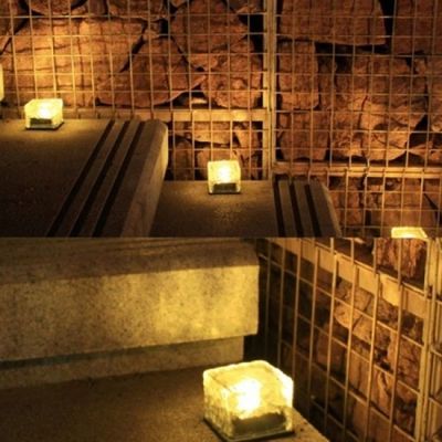 100MM 방수기능 쏠라 ICE CUBE 바닥등 GOLD(WF01437)