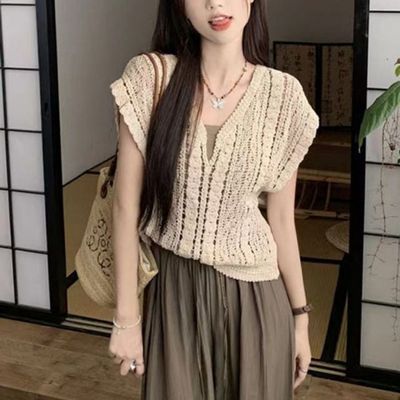이쁘다요 레코빈티지 수영복 니트 업 여름 시스루 나시 커버 그물 망사 슬리브리스(WFLQ0TY)