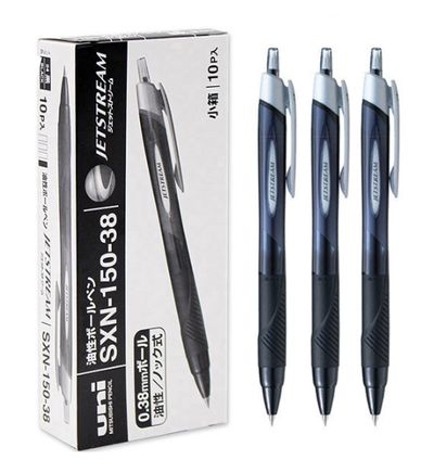 유니 제트스트림 볼펜 SXN-150 0.38mm 블랙 10개입
