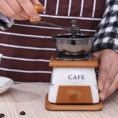 핸드 원목 커피 원두 빈티지 도자기 수동 그라인더(WFLRP3U)