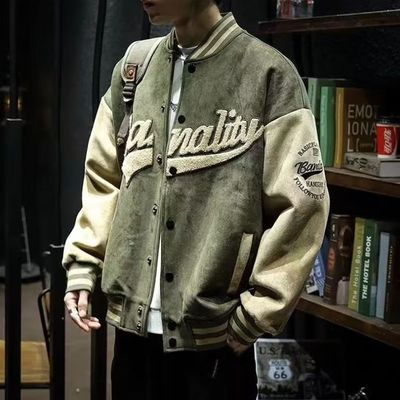 바시티 스타디움 스웨이드 자켓 오버핏(WFFFUHI)