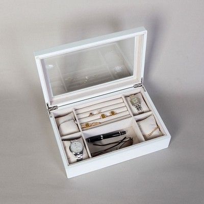 우드 유리덮게형 보석박스-화이트