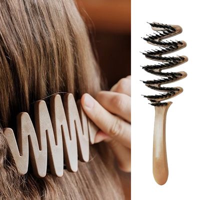 제르안 지그재그 천연 돈모 브러시 빗