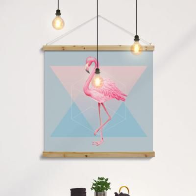 ca411-우드스크롤_90CmX90Cm-유니크플라밍고와아보카도