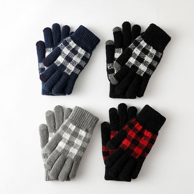 공용 체크 패턴 터치 장갑