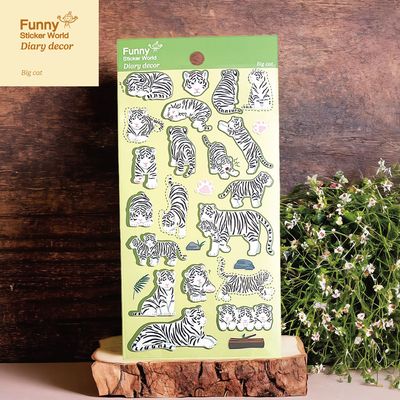 퍼니스티커 AT-224 핑크젤리 백호 아트지 스티커