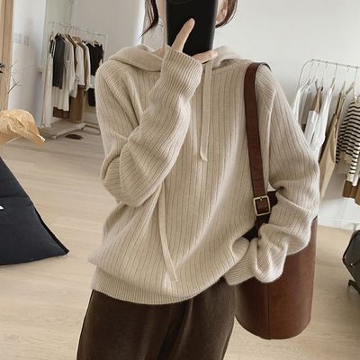 골지 스웨트 루즈 레귤러핏 후드 풀오버 캐주얼 코튼