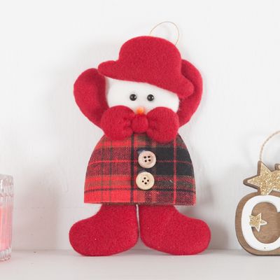 [1+1] 크리스마스 눈사람 인형 장식 모자 체크 13cm