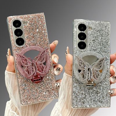 갤럭시 Z폴드 7 6 5 4 예쁜 큐빅 나비 미러 링 케이스