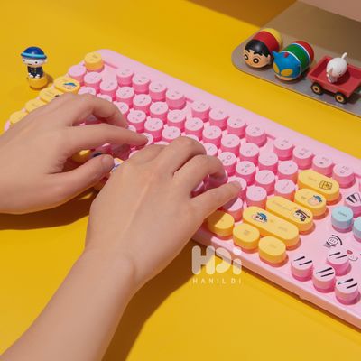 짱구 유치원 무선 키보드 (저소음 / 흰둥이 esc 키캡)