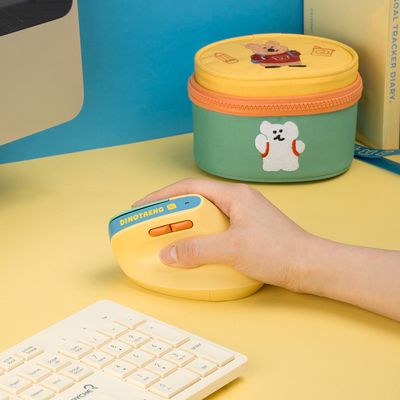 다이노탱 충전식 무선 저소음 버티컬 마우스+파우치