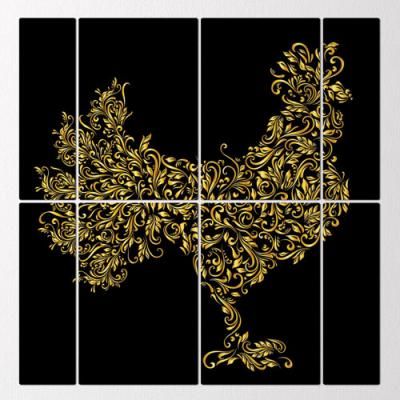 bf567-멀티액자_황금꽃닭(검정배경)