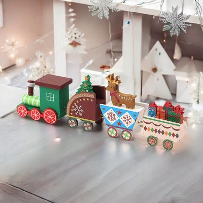 메리 크리스마스 원목 기차(루돌프) 소형 장식품