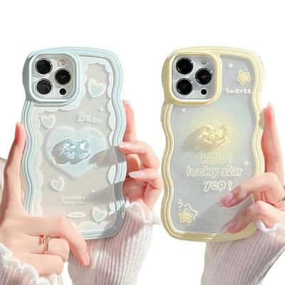 갤럭시 S23 S22 S21 예쁜 리본 데코 물결 투명 케이스