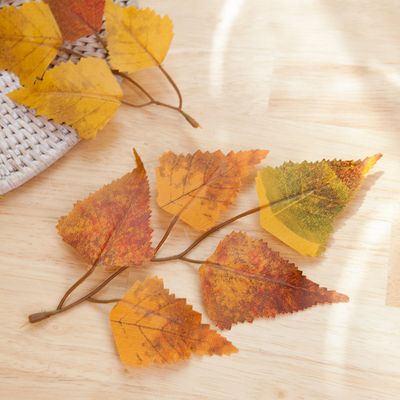 버찌잎 꽃잎 조화 가을 (24개입) 나뭇잎 잎봉지 장식