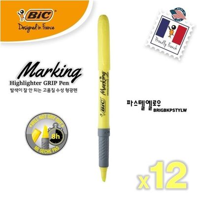 [BiC]수성 형광펜(파스텔옐로우) 12p /BRIGBKPSTYLW