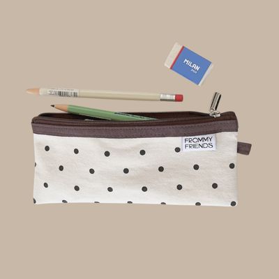 프롬마이프렌즈 필통 펜슬케이스 파우치 (도트브라운)