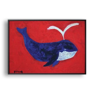Blue Whale In Red Ocean / 일러스트 액자