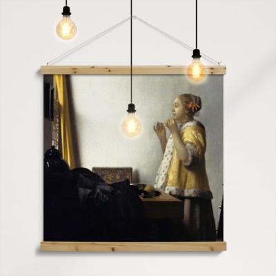 pp337-우드스크롤_90CmX90Cm-요하네스베르베르_진주목걸이를한여인(대형)