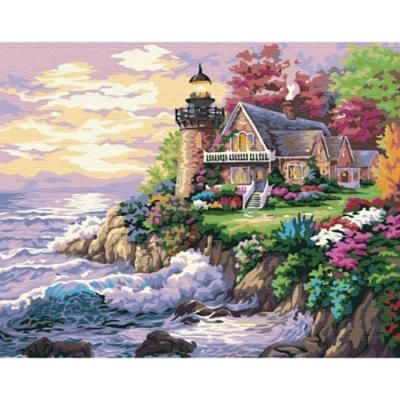 석양에 물든 등대 (캔버스) 명화그리기 40x50