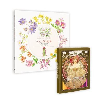안녕 우리 들꽃 컬러링북 아르누보 색연필 36색 세트