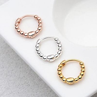 [애슬릿]925 실버 미니 볼 라인 원터치 링 은 귀걸이