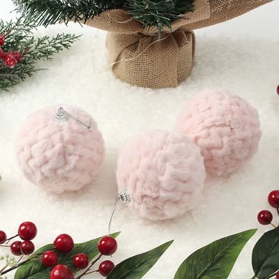 핑크 블라썸 패브릭 장식볼 3p(8cm) (보들폼폼이)