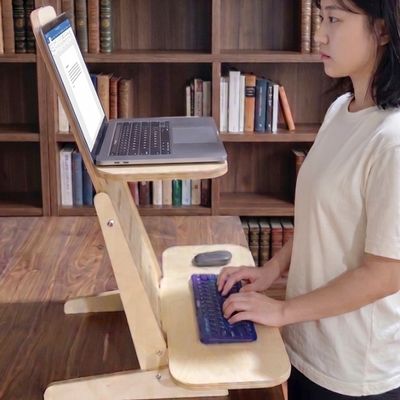 [우드홀릭]  원목 높이 조절 스탠딩 데스크 올인원