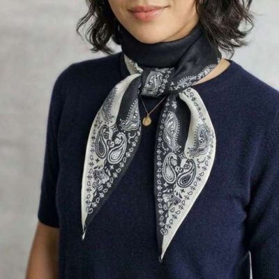 [애슬릿]린넨 스카프 여성 봄 마름모 미니 쁘띠 블랙