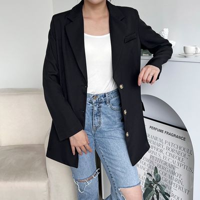 트윈 베이직 하프 롱자켓 여성 아우터 캐주얼