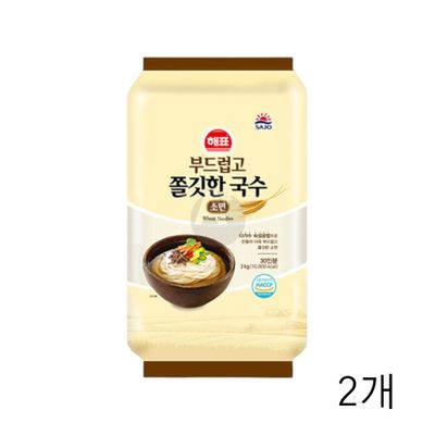 WL 해표 부드럽고 쫄깃한 국수 소면 3kg X 2개 대용량 업소용 식당용식자재 비빔소면(WFLPO66)
