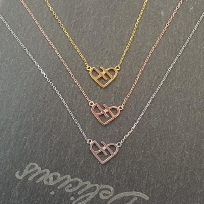 [애슬릿]전체 실버 하트 라인 여자 은 목걸이_도금