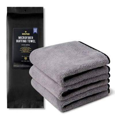 스나이퍼 세차 버핑타월 양면 40x60 그레이 3개입