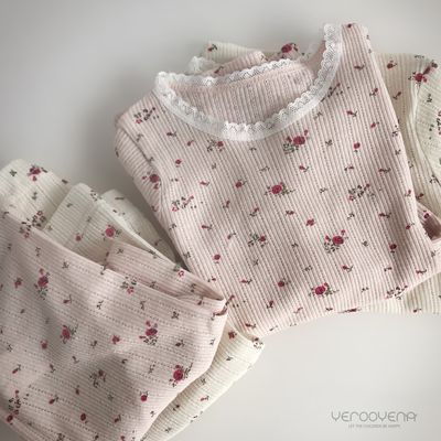 [예루예나]여아 실내복 면 아일렛 꽃 레이스 세트