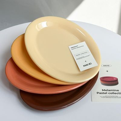 [마호]파스텔멜라민 타원Oval접시2호(243x182mm)x4pcs