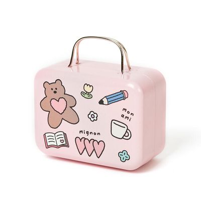 아트박스 가방모양 틴케이스 하트곰