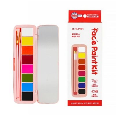 알파 페이스 페인팅 키트 8색+붓2종+거울케이스 물감