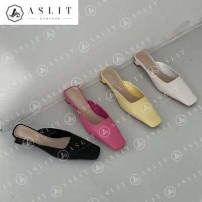 [애슬릿]여성 스퀘어 토 로우 닷지 힐 뮬 펌프스 3cm