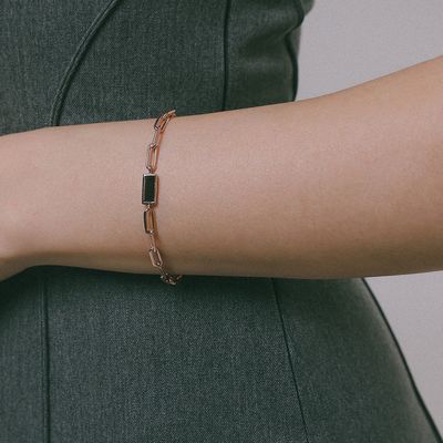 제이로렌 로즈골드 체인 래브라도 실버 팔찌 B01047