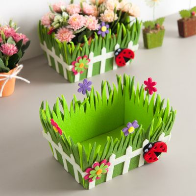 [1+1] 펠트 바구니 무당벌레 사각 15x9cm 장식 소품