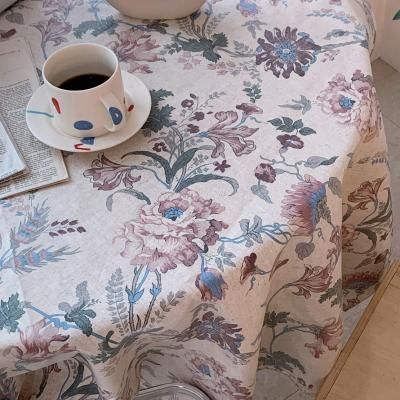 에블린 린넨 엔틱플라워 방수 식탁보 2인M