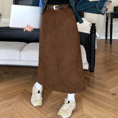 겨울 벨벳 뒷트임 골덴 롱 코듀로이 스커트