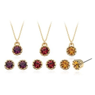 [선물포장] 크라운 탄생석 목걸이+ 귀걸이 SET(12종