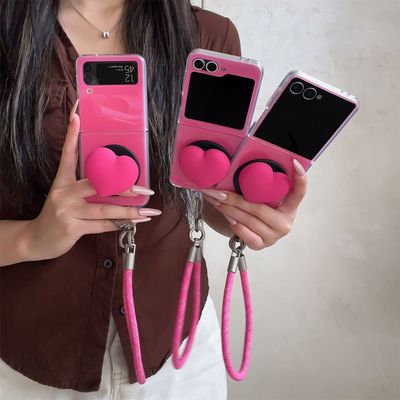 갤럭시z플립 7 6 5 핑크 하트 마그네틱 거치대 케이스