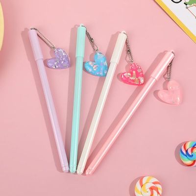 하트 큐티 키링 젤펜 4p 필기도구 중성펜 사인펜 선물 기년품(WFLIPBD)